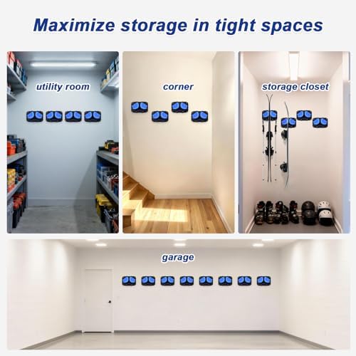 Ski & Snowboard Wall Mount, Fits Most Skis & Snowboards, Anti-Scratch & Non-Slip, Secure Hold Up to 25 lbs, Easy Install, Ski Holder with Pole Hooks, Space-Saving Garage Storage Ski Hanger, 6 Pack - Image 6