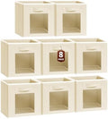Homsorout Foldable Storage Cubes - Cubby Storage Organizer with Window, Decorative Baskets for Organizing, Fabric Bins for Clothes Storage, Closet Storage Cubes-11inch, Set of 8, Beige by Homsorout