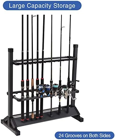 JOYWAVE Aluminium Fishing Rod Holders, Portable Fishing Rod Rack, Holds Up to 24 Rods, Modern Matte Black, 27.9x12.6x27.5 inches - Image 2