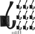 10 Pack Decorative Heavy Duty Towel Hooks for Hanging Robe Double Matte Black Coat Hooks Wall Mounted with Screws for Key, Towel, Bags, Cup, Hat by CABDM