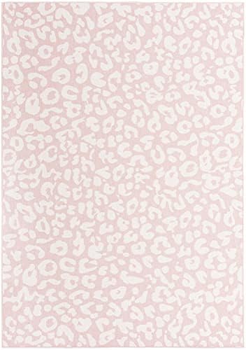 Unique Loom Outdoor Safari Collection Area Rug - Leopard (7' 10" x 11' Rectangle, Pink Ivory/ Ivory) - Image 3