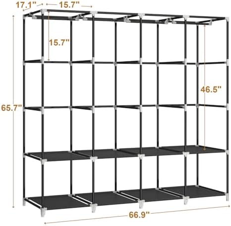 67" Portable Wardrobe Closet for Hanging Clothes Large Capacity for Bedroom - Image 7
