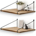 Afuly Rustic Floating Shelves for Wall, 12 Inch Deep Wooden Shelf Set of 2 by Afuly