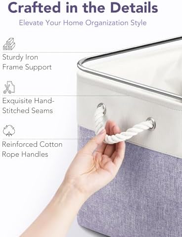 13x15x13 Inch Large Storage Bins with Cotton Rope Handles 6-Pack - Image 5
