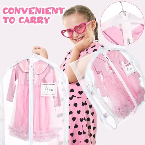 Geelin 14 Pcs Garment Bags for Dance PVC Clear, Translucent White - Image 4