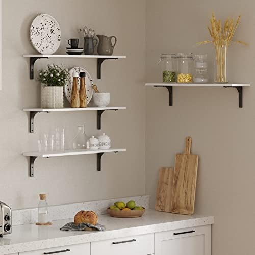 DINZI LVJ Long Wall Shelves, 31.5Inch Wooden Wall Mounted Shelves, Set of 2 - Image 6