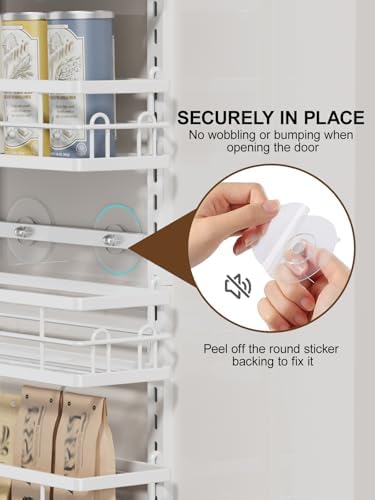 Delamu 9-Tier Over the Door Pantry Organizer, Adjustable Pantry Door Organizers and Storage, Metal Hanging Basket Wall Spice Rack Seasoning Organizer, Door Organizer Kitchen Bedroom Bathroom,12"White - Image 6