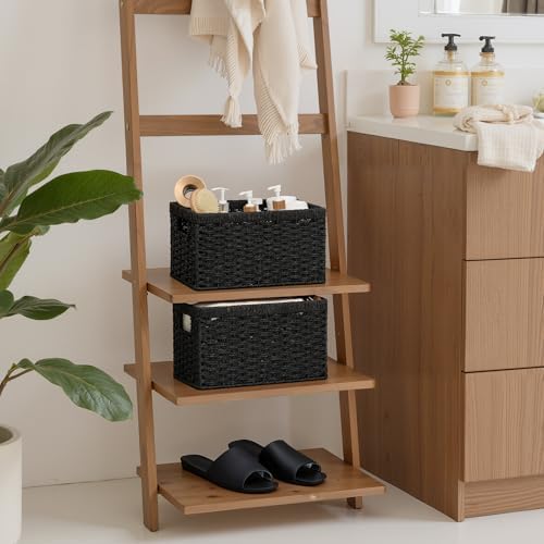 StorageWorks Wicker Storage Baskets for Organizing, Black Baskets, 2-Pack - Image 2