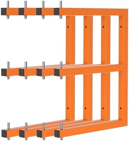 Lumber Rack Wall-Mounted Lumber Storage Rack, Heavy Duty Wood Storage Racks with 6-Level System, 1320 LB Sturdy Garage Wood Organizer, Orange Lumber Metal Racks for Indoor and Outdoor (4 Pack) by Riciakik