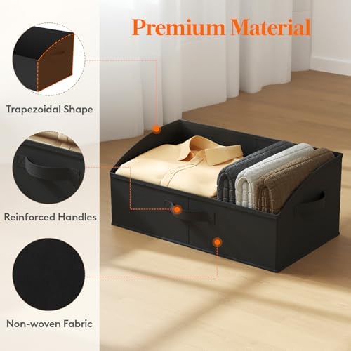 Lifewit Trapezoid Closet Storage Bin for Shelf, 6 Packs 23L, Black - Image 5