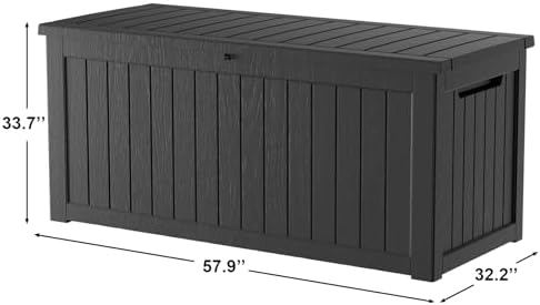 270 Gallon Resin Deck Box Waterproof Outdoor Storage Box for Patio Furniture Pool Accessories Indoor Storage for Cushion Garden Tools, Black - Image 3