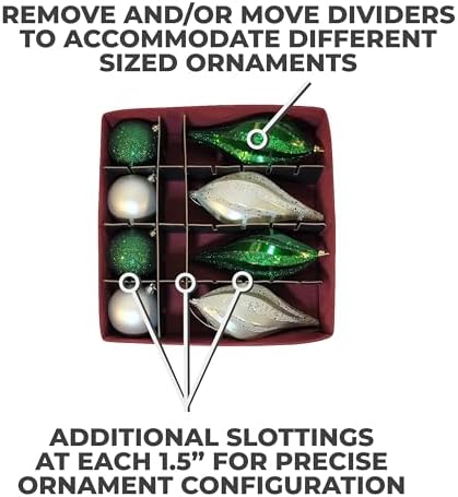 612 Vermont Christmas Ornament Storage Box, Adjustable Acid-Free Dividers - Image 4