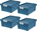 IRIS USA 4-Pack 12 Gal Heavy Duty Lockable Storage Totes with lids, Navy by IRISUSA