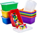 GAMENOTE 6 Quart Stackable Plastic Storage Bins with Lids,12 Pack, Colorful by Gamenote