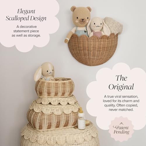 BEBE BASK Scalloped Wicker Wall Basket - The Original - 16 x 10 x 7 In - Image 3