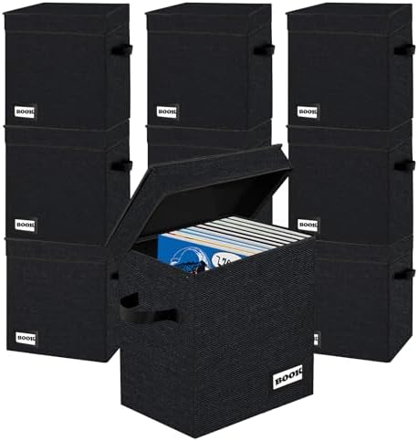 10 Pack Comic Book Storage Short Box, 11.8" X 9.8" X 7.8", Holds 100-120 Collection Book, Heavy Duty Comic Collection Gift Bin Container Holder Shelf (Black) by YNSZAS