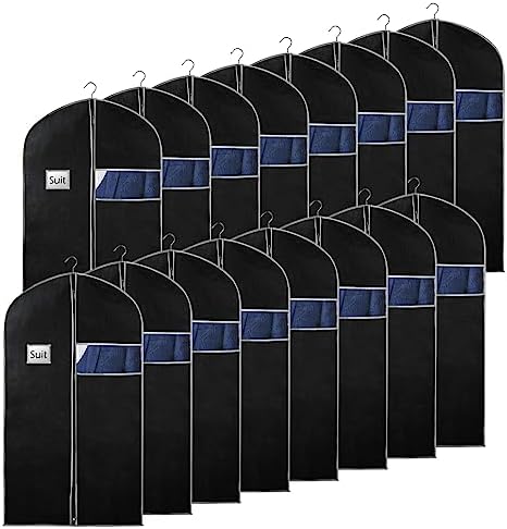 Syeeiex 40 Inch Suit Bag, Suit Bags for Closet Storage, Black, Set of 16 by syeeiex
