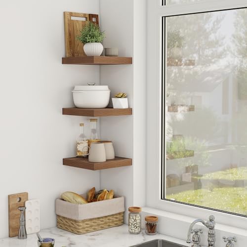 Acovy 12 Inch Floating Shelves, 12" Deep Floating Shelf Wall Mounted, 12" Wall Shelves, Rustic Deep Bookshelf, Extra Deeper Display Shelves & Storage Shelves for Bedroom, Living Room, Set of 3 - Image 2
