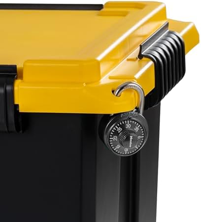 IRIS USA 2-Pack 22 Gal Footlocker Storage Trunk with Wheels, Black/Yellow - Image 4