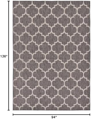 Unique Loom Outdoor Trellis Collection Area Rug (7' 10" x 11' 4" Rectangle, Black/ Ivory) - Image 2