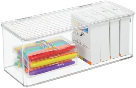 iDesign Plastic Stackable Hinged-Lid Storage Box, Set of 6, Clear - Image 6