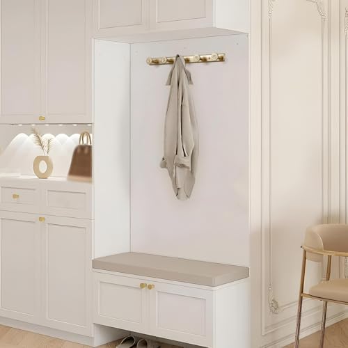 Coat Rack Wall Mounted,Champagne Bronze Zinc Alloy with 5 Hooks - Image 5