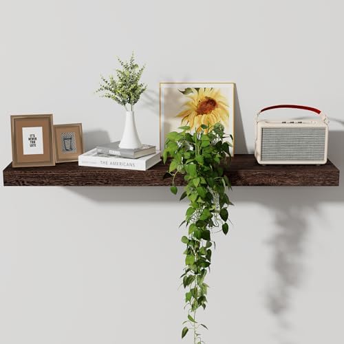 Axeman Floating Shelves, 8 Inch Deep Rustic Solid Wood Wall Shelves for Storage, Wall Mounted Display Shelving with Invisible Heavy-Duty Metal Bracket, 36" W x 8" D x 1.6" H, Rustic Brown - Image 6
