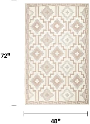 Fab Habitat Boho Vintage Tribal Outdoor Rug - Waterproof, Crease-Free Fade Resistant, Reversible - Recycled Plastic - Patio Porch Balcony Deck Yard Garden - Lhasa Mocha - 4x6 ft - Image 2