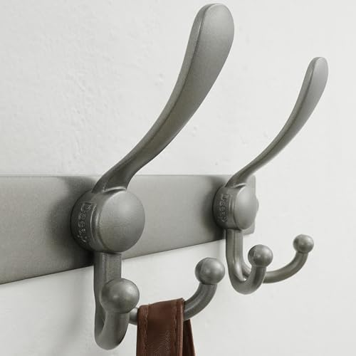 Dseap Coat Rack Wall Mount 37 Inch, Heavy Duty 12-Gauge Base vs Flimsy 1mm, Double-Thick Solid Anti-Snap Hooks, 16” Stud-Mount, Stainless Steel 10-Hook Hanger for Closet Entryway, Grey - Image 2