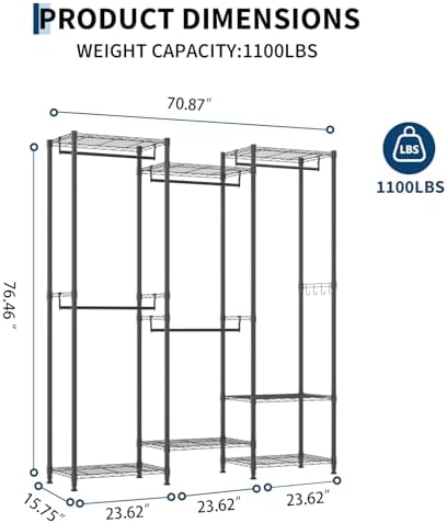 Garvee Heavy Duty Carbon Steel Portable Closet, 1100lbs, Adjustable - Image 2