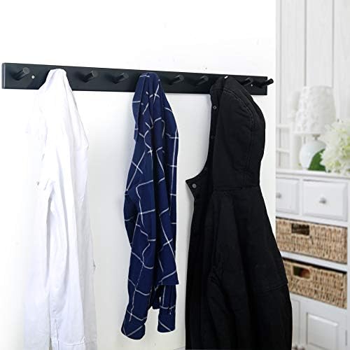 WEBI Coat Rack Wall Mounted,10 Hooks,38" Long Coat Hanger Wall Mount,Bamboo Peg Rail Hat Hooks for Hanging Caps,Jacket,Clothes,Coats,Black,2 Packs - Image 5