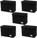 5 Pack Comic Book Storage Boxes, 15.8" X 7.8" X 11.8", Collapsible Comic Short Box, Holds 160-180 Collection Comic Book Container Holder Shelf Protector Organizer Bin (Black) by YNSZAS