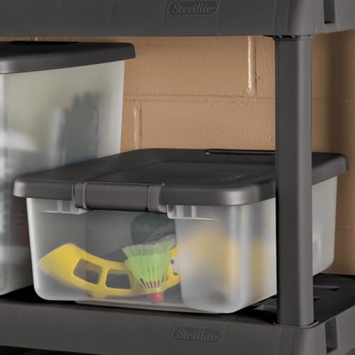 Sterilite ShelfTote, Clear Plastic Storage Bins, 25 Quart, 12-Pack - Image 5