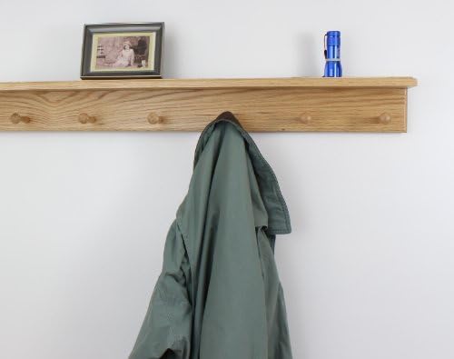 Oak Shaker Peg Rack with Shelf (Natural, 18" with 3 pegs) - Image 2