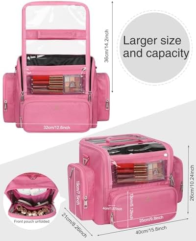 NAONAYA Makeup Brush Bag, Clear Makeup Brush Holder, Extra Large Capacity - Image 2
