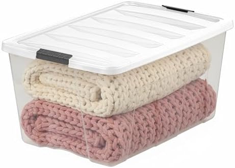 IRIS USA 94 Qt Storage Bins with Lids, 4 Pack, BPA-Free, Clear/White - Image 5