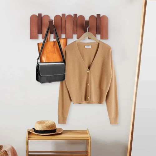 Cabilock Solid Wood Piano Key Wall Hooks 16.73 Inch Multi-Functional Coat Rack for Entryway Hats Bags Wall Mounted Organizer - Image 5