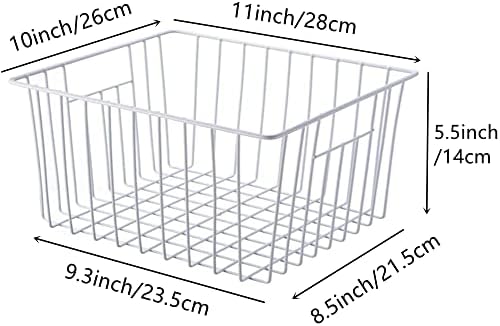 Slideep Freezer Baskets Storage Basket Organizers, Deep Wire Farmhouse Bins Container with Handles for Kitchen, Pantry, Cabinet, Car, Bathroom Pearl White, 4 Pack - Image 7