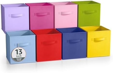 Sorbus 8-Pack Storage Cubes, Collapsible Fabric Baskets (13", Deep Multi 2) by Sorbus
