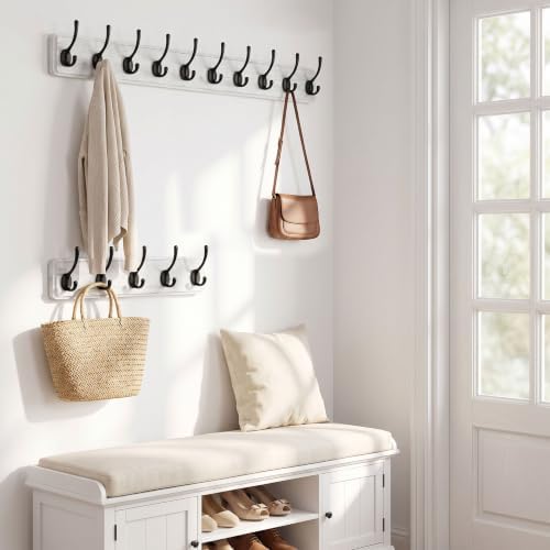 WEBI Coat Rack Wall Mounted,Coat Hooks Wall Mount,16" Hole to Hole,Large Coat Hanger Wall,5 Hooks for Hanging Coats,Hats,Jacket,Clothes,Entryway,Black/White,2 Packs - Image 5