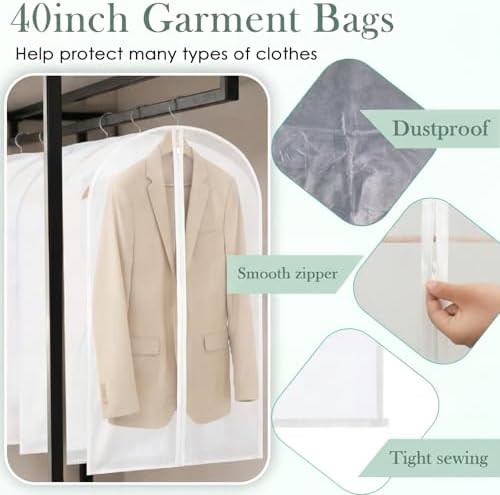 Amylove 40 Pcs 40" Suit Garment Bags for Closet Storage and Travel - Image 5
