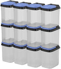 Buddeez Stackable Hardware Storage Bins, 1 Quart, 12-Pack, Blue Lids by Buddeez