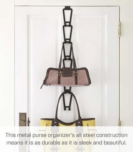 YAMAZAKI Home Chain Link Bag Holder - Closet Storage Hanging Organizer Rack Steel One Size Black - Image 2