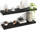 Acovy 30 Inch Floating Shelves, 8 Inch Deep Floating Shelves for Wall, Hanging Shelf with Invisible Brackets, Deep Shelves for Bathroom, Bedroom, Living Room, Black, Set of 2 by Acovy