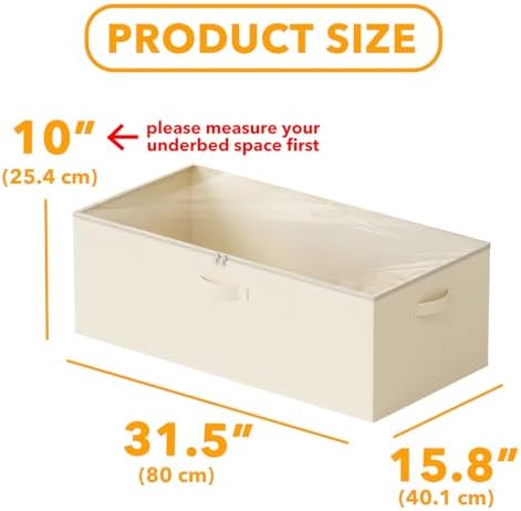 SpaceAid 2 Pack 10" High Under Bed Storage Containers, Large Underbed Storage Organizer Bins with Lids for Bedroom, Dorm, Clothes, Closet Organization, Bed Sheets and Blankets (Beige) - Image 3