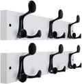 WEBI Coat Rack Wall Mount,17" Solid Wood Coat Hooks Wall Mounted Coat Hanger,16" Hole to Hole,Heavy Duty Hook Rack Rail,3 Triple Hooks for Hanging Coats,Jacket,Clothes,Hat,Backpack,White,2 Packs by WEBI