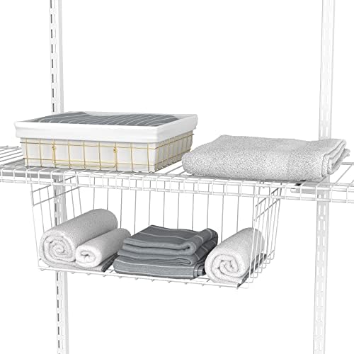 ClosetMaid ShelfTrack Wire Closet Organizer System Adjustable from 7 to 10 Ft, with Shelves, Clothes & Wire Hanging Shelf Basket for Storage, Organization in Closet or Pantry - Image 6