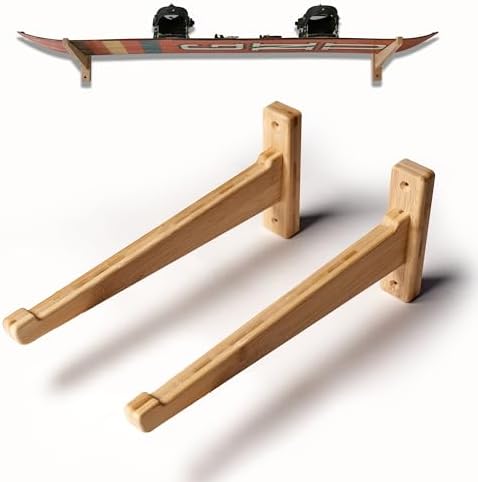 Compact Snowboard Wall Mount, Bamboo Snowboard Rack for Small Spaces, Space-Saving Storage Holder Fits Boards with Bindings, Home, Apartment, Dorm by VagabondRacks