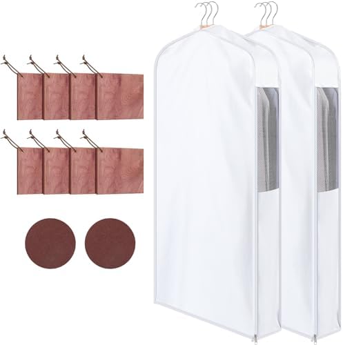 Briwooody Cotton Garment Bags, 2 Sets,Moth Protection,40 x 24 x 6 in, White by Briwooody