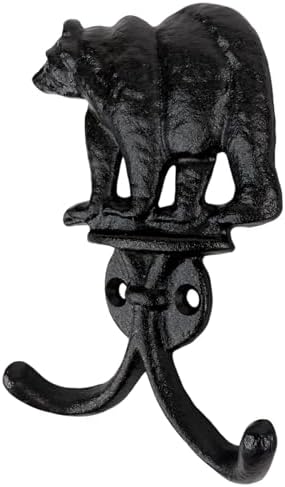 Top Brass Cast Iron Bear Wall Hooks, 8 Pack Rustic Lodge Coat Hangers - Image 4